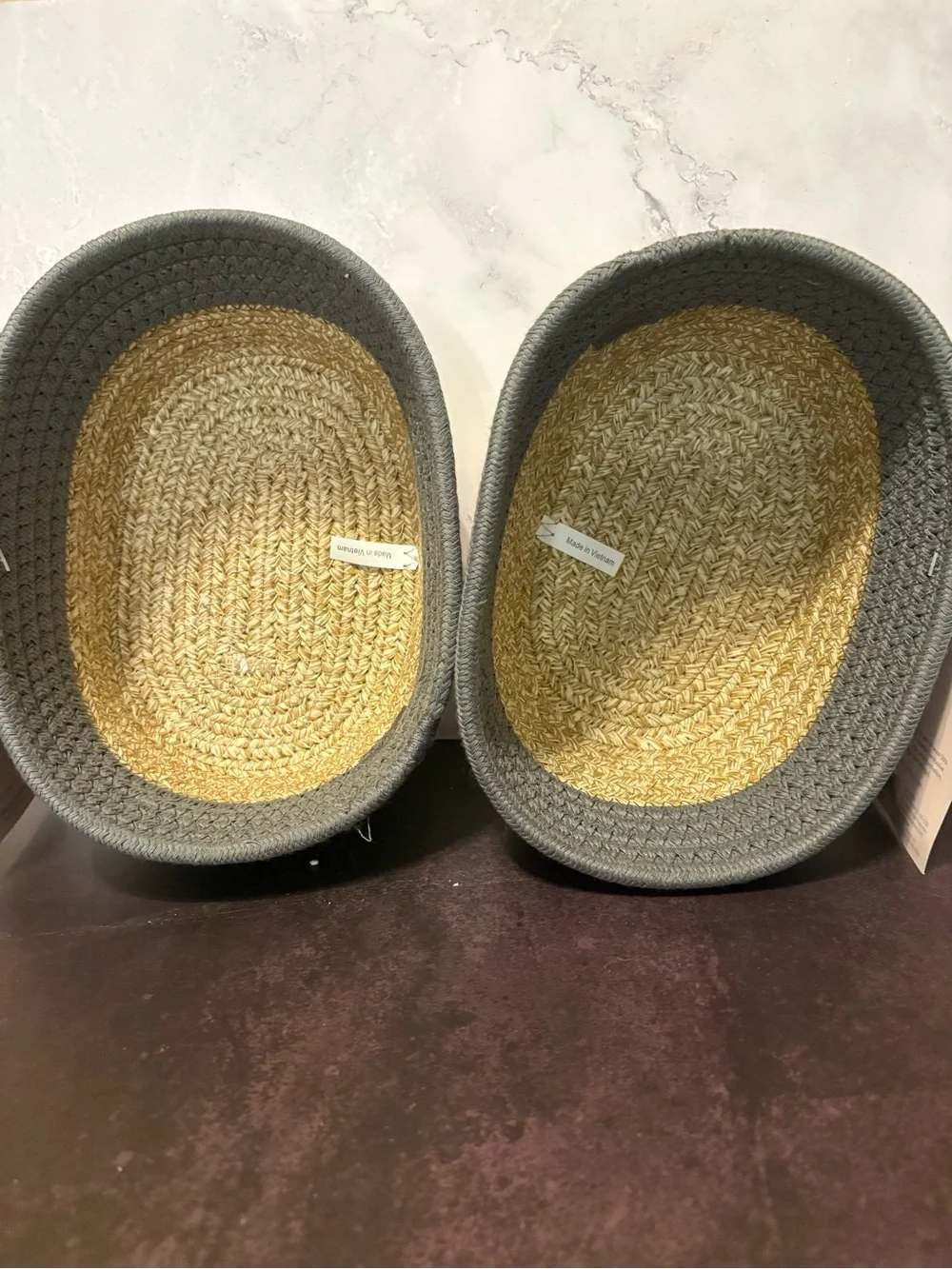 Brightroom Woven Two-Tone Storage Basket - Charcoal and Natural- Lot of 2